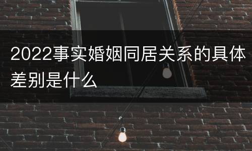 2022事实婚姻同居关系的具体差别是什么
