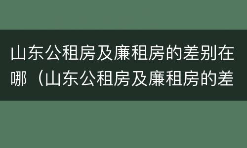山东公租房及廉租房的差别在哪（山东公租房及廉租房的差别在哪查）