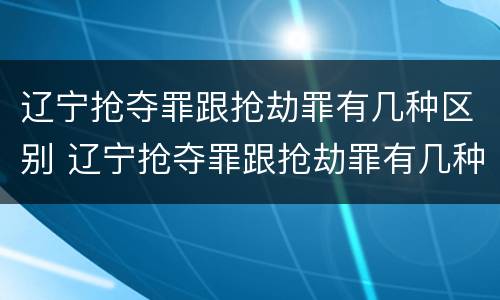 辽宁抢夺罪跟抢劫罪有几种区别 辽宁抢夺罪跟抢劫罪有几种区别呢