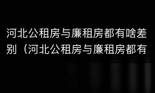 河北公租房与廉租房都有啥差别（河北公租房与廉租房都有啥差别吗）