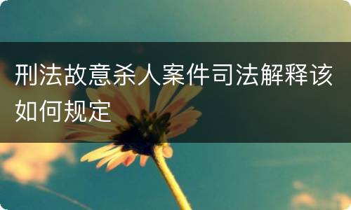刑法故意杀人案件司法解释该如何规定