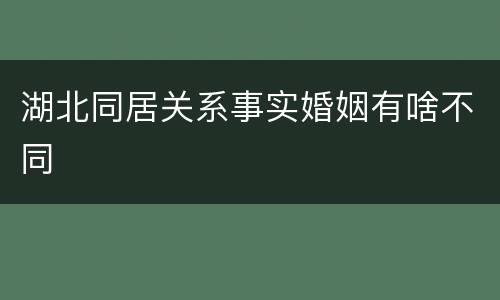 湖北同居关系事实婚姻有啥不同