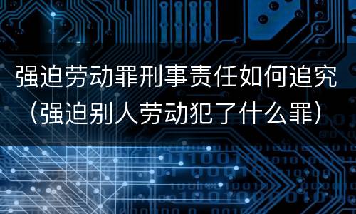 强迫劳动罪刑事责任如何追究（强迫别人劳动犯了什么罪）