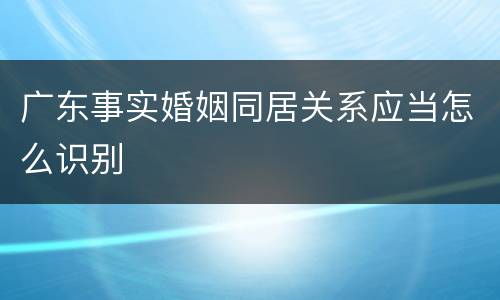 广东事实婚姻同居关系应当怎么识别