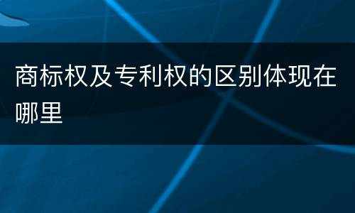商标权及专利权的区别体现在哪里