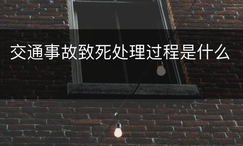 交通事故致死处理过程是什么