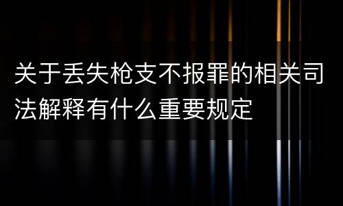 关于丢失枪支不报罪的相关司法解释有什么重要规定
