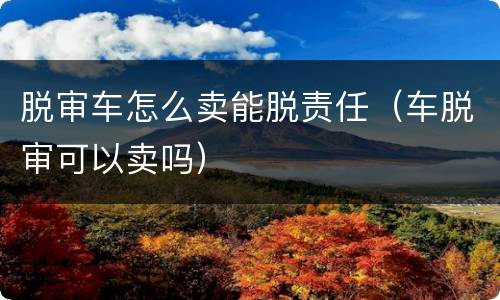 脱审车怎么卖能脱责任（车脱审可以卖吗）