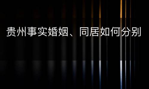 贵州事实婚姻、同居如何分别