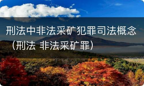 刑法中非法采矿犯罪司法概念（刑法 非法采矿罪）