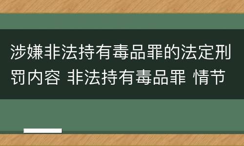 涉嫌非法持有毒品罪的法定刑罚内容 非法持有毒品罪 情节严重