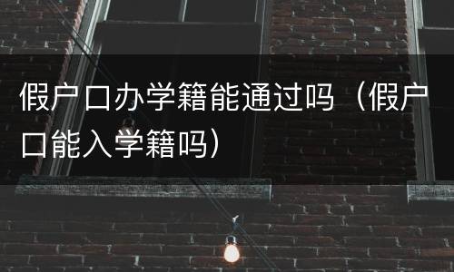 假户口办学籍能通过吗（假户口能入学籍吗）
