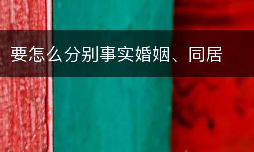 要怎么分别事实婚姻、同居