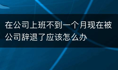 在公司上班不到一个月现在被公司辞退了应该怎么办