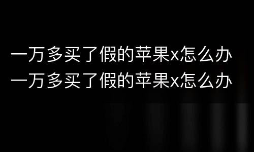 一万多买了假的苹果x怎么办 一万多买了假的苹果x怎么办