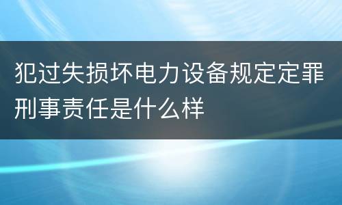 犯过失损坏电力设备规定定罪刑事责任是什么样