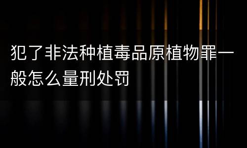 犯了非法种植毒品原植物罪一般怎么量刑处罚