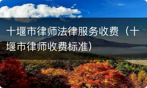 十堰市律师法律服务收费（十堰市律师收费标准）