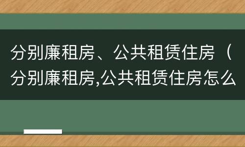 分别廉租房、公共租赁住房（分别廉租房,公共租赁住房怎么分配）