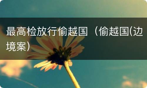 最高检放行偷越国（偷越国(边境案）