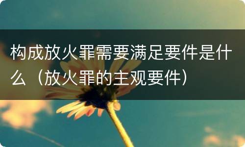 构成放火罪需要满足要件是什么（放火罪的主观要件）