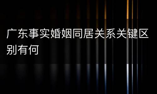 广东事实婚姻同居关系关键区别有何