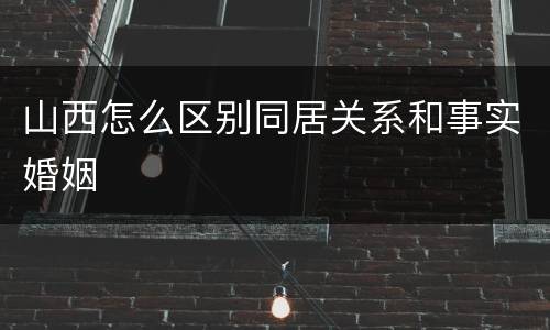 山西怎么区别同居关系和事实婚姻