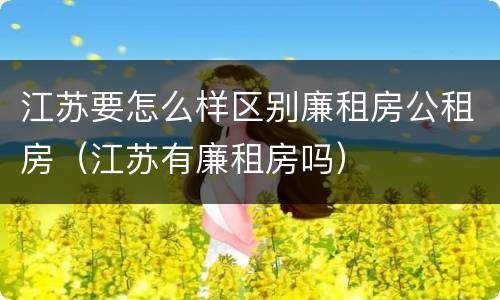 江苏要怎么样区别廉租房公租房（江苏有廉租房吗）