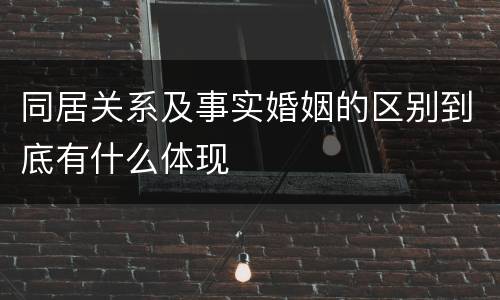 同居关系及事实婚姻的区别到底有什么体现