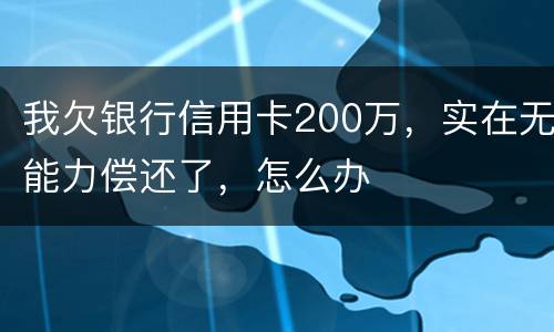 我欠银行信用卡200万，实在无能力偿还了，怎么办