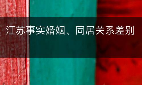 江苏事实婚姻、同居关系差别