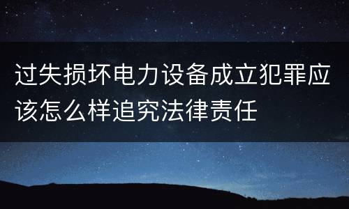 过失损坏电力设备成立犯罪应该怎么样追究法律责任