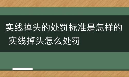 实线掉头的处罚标准是怎样的 实线掉头怎么处罚