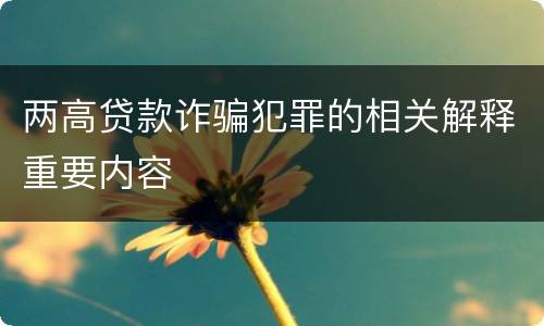 两高贷款诈骗犯罪的相关解释重要内容