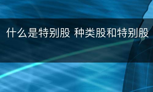 什么是特别股 种类股和特别股