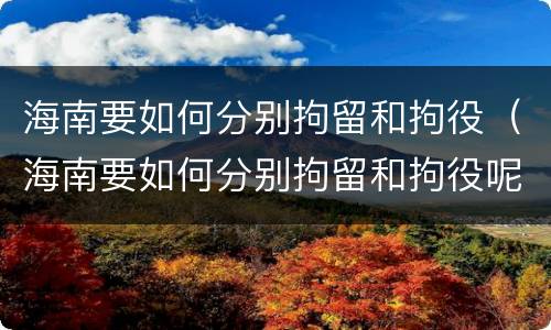 海南要如何分别拘留和拘役（海南要如何分别拘留和拘役呢）