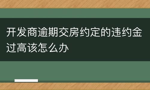 开发商逾期交房约定的违约金过高该怎么办