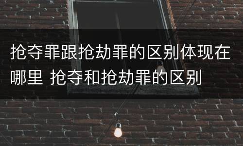 抢夺罪跟抢劫罪的区别体现在哪里 抢夺和抢劫罪的区别