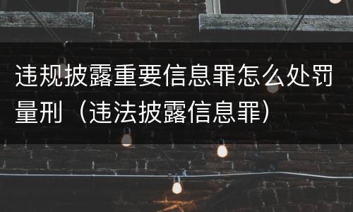 违规披露重要信息罪怎么处罚量刑（违法披露信息罪）