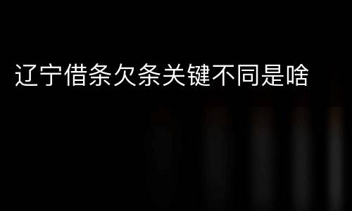 辽宁借条欠条关键不同是啥