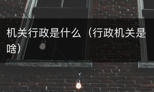 机关行政是什么（行政机关是啥）
