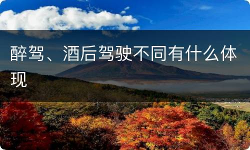 醉驾、酒后驾驶不同有什么体现