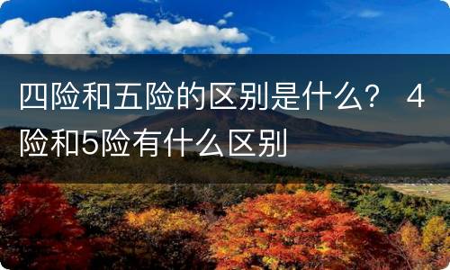 四险和五险的区别是什么？ 4险和5险有什么区别