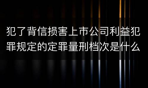 犯了背信损害上市公司利益犯罪规定的定罪量刑档次是什么