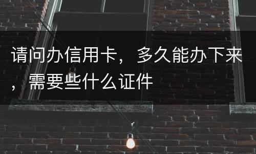 请问办信用卡，多久能办下来，需要些什么证件