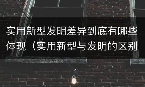 实用新型发明差异到底有哪些体现（实用新型与发明的区别有哪些）