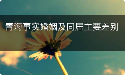 青海事实婚姻及同居主要差别