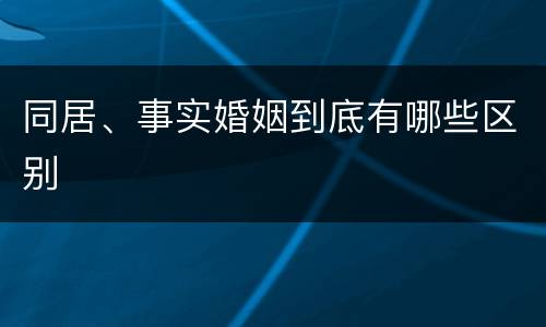 同居、事实婚姻到底有哪些区别