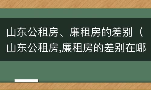 山东公租房、廉租房的差别（山东公租房,廉租房的差别在哪）