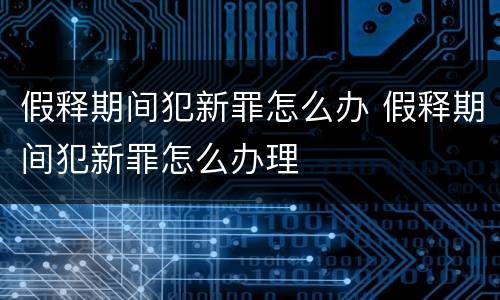 假释期间犯新罪怎么办 假释期间犯新罪怎么办理